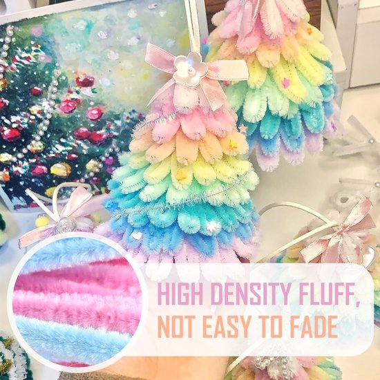 100 stuks macaron-kleur chenilledraad pijpenragers voor kinderen knutselen en decoreren met doe-het-zelf ontwerpen - pastel