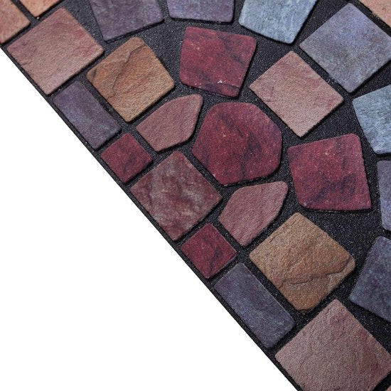 Elegante zwaar belastbare entreemat barrière deurmat voor binnen en buiten - halve maan (75 x 44 cm) blauwe rand door mat