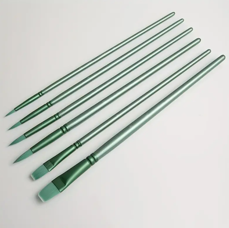 Penseelset – 6 Stuks | Diverse Formaten | Voor Acryl, Waterverf & DIY Projecten