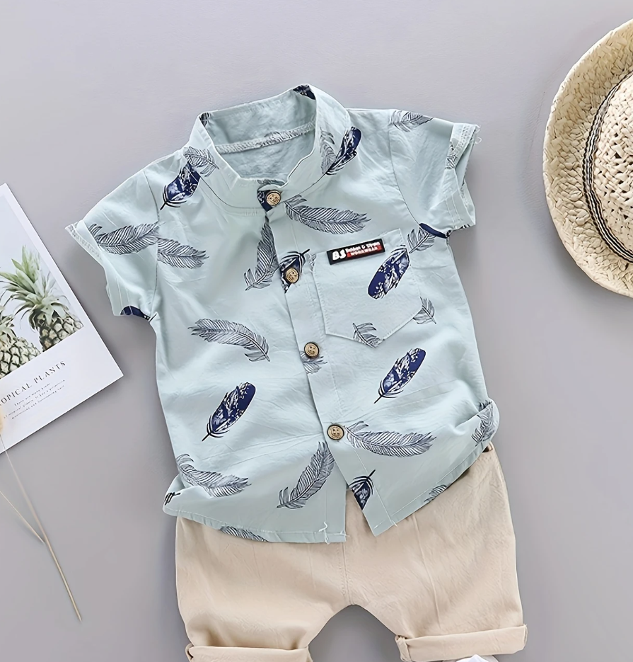 2-delige Baby Jongens Zomerset – Groen Hemdje & Shorts – Casual & Comfortabel – Voor Peuters en Baby’s