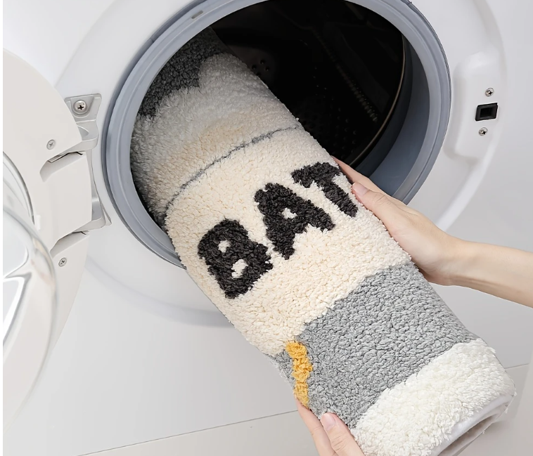 DAJIANG Vlokkend Badkleed – Ovaal, Pluizig & Zacht – 2 cm Dik, 1900 g/㎡ – Antislip TPR Onderkant – Machinewasbaar