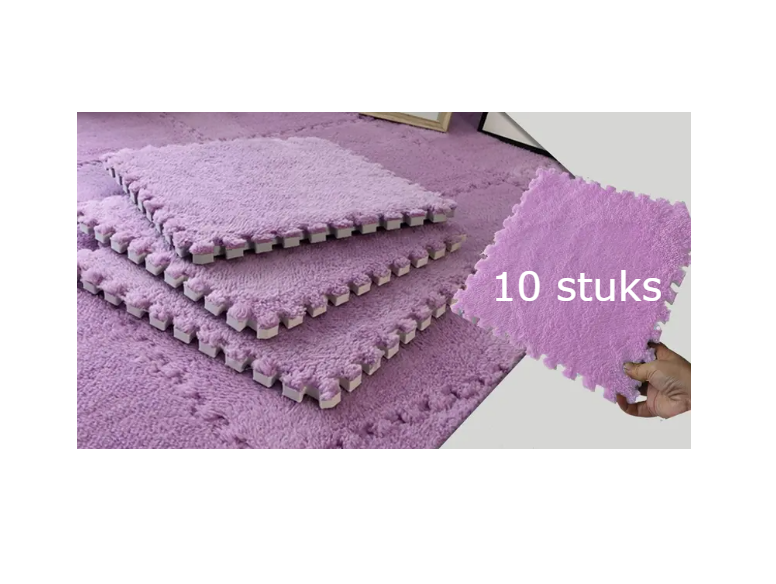 Tapijttegels 10 stuks in verschillende kleuren - in elkaar grijpende - schuimrubberen - 30 x 30 cm - pluche - puzzel schuimrubberen - vloermatten - met rand - antislip - tapijt - voor de vloer Tapijttegels