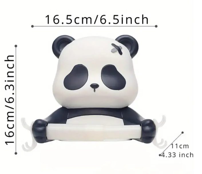 Panda Toiletrolhouder – Zelfklevend – Schattig Design – Wandmontage – Zwart/Wit – Kunststof
