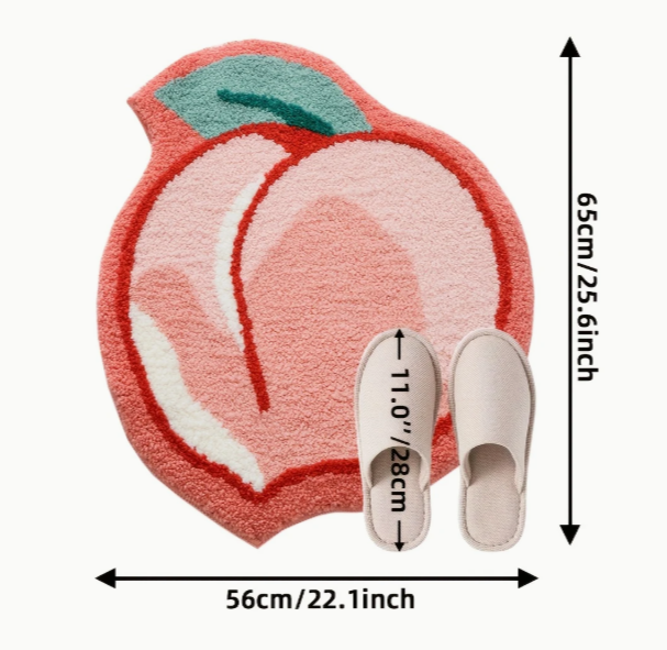 Design Perzikvormige Badmat – Pluche & Absorberend – 2 cm Dik, 1500 g/m² – Antislip TPR-achterkant – Wasbaar & Zacht Gebreid Tapijt