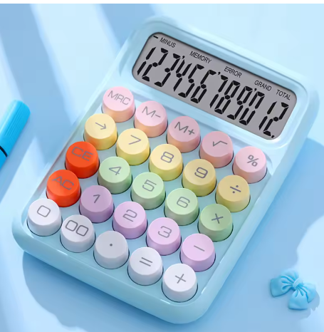 Mechanische Schakelaarcalculator - Kleurrijke Rekenmachine met Groot LCD Scherm voor Dagelijks Gebruik- Meerdere kleuren beschikbaar