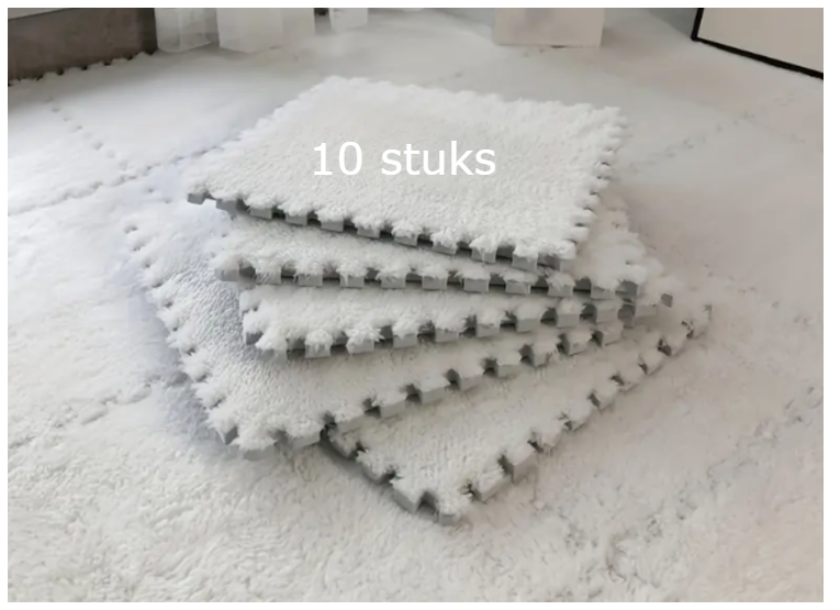 Tapijttegels 10 stuks in verschillende kleuren - in elkaar grijpende - schuimrubberen - 30 x 30 cm - pluche - puzzel schuimrubberen - vloermatten - met rand - antislip - tapijt - voor de vloer Tapijttegels