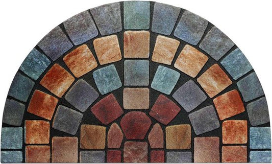 Elegante zwaar belastbare entreemat barrière deurmat voor binnen en buiten - halve maan (75 x 44 cm) blauwe rand door mat