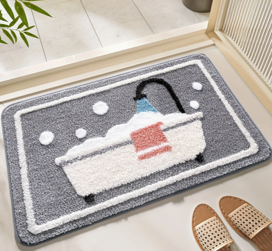 Antislip Badmat – Gebreide Stof met TPR-achterkant – Waterabsorberend & Leuk Badkuip Ontwerp