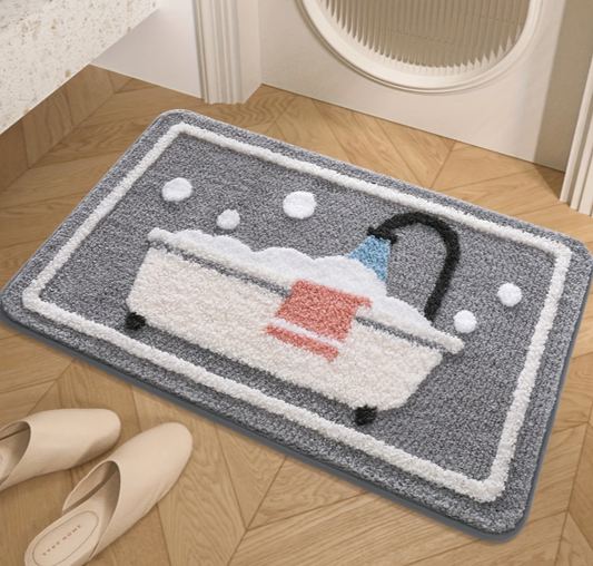 Antislip Badmat – Gebreide Stof met TPR-achterkant – Waterabsorberend & Leuk Badkuip Ontwerp