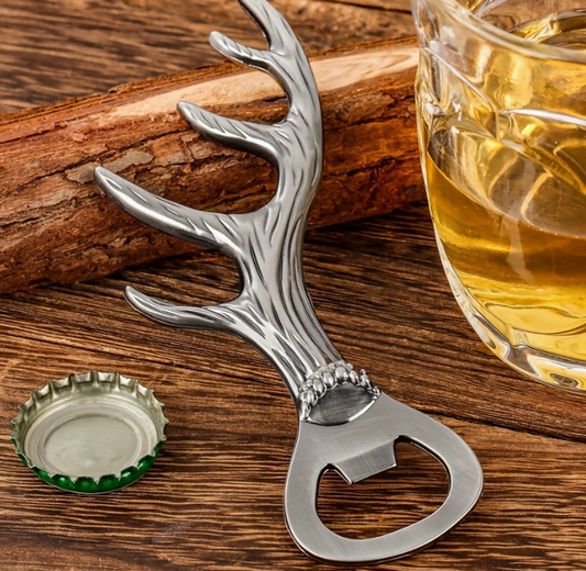Metalen Flesopener in de Vorm van een Herten Gewei