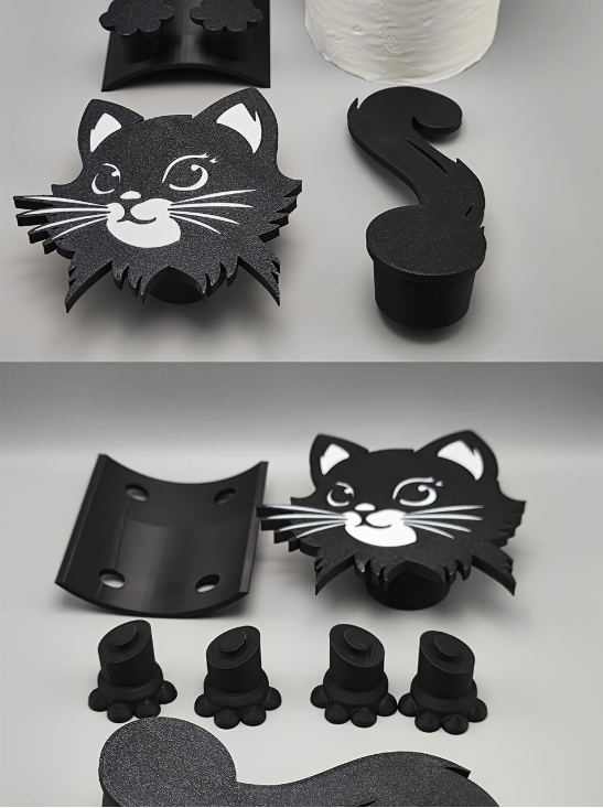 Wc Rolhouder kat - 1 Stuk - Toiletrolhouder Kat- Reserverolhouder Poes - Wc Rolhouder Dier - Wc Rolhouder Zwart - Wc Rolhouder Staand - Katten Toiletrolhouder - Zonder Boren