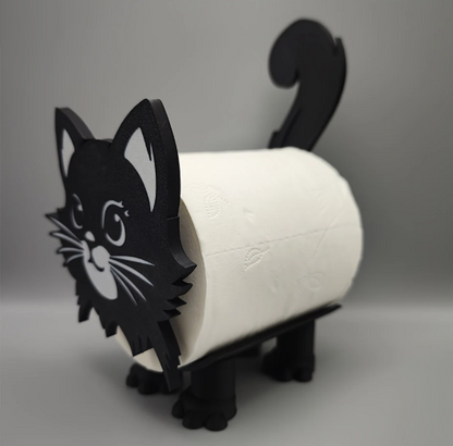 Wc Rolhouder kat - 1 Stuk - Toiletrolhouder Kat- Reserverolhouder Poes - Wc Rolhouder Dier - Wc Rolhouder Zwart - Wc Rolhouder Staand - Katten Toiletrolhouder - Zonder Boren