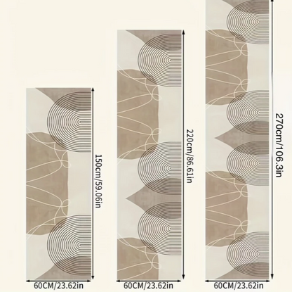 Moderne Abstract Geometrische Loper – Beige/Wit – Luxe Imitatie Kasjmier, Lichtgewicht en Comfortabel