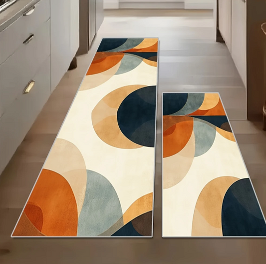 Abstract Geometrisch Keukenvloerkleed – Antislip & Wasbaar – Zacht 100% Polyester – Comfortabel & Stijlvol