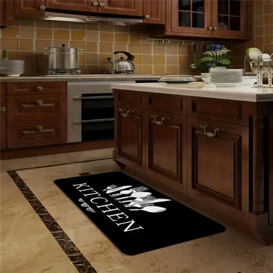 Kitchen Wasbaar Keukenloper / Keukenmat - Zwart - Keuken Tapijt - 40x120 cm