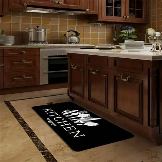 Kitchen Wasbaar Keukenloper / Keukenmat - Zwart - Keuken Tapijt - 40x120 cm