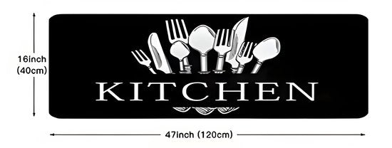 Kitchen Wasbaar Keukenloper / Keukenmat - Zwart - Keuken Tapijt - 40x120 cm