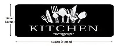 Kitchen Wasbaar Keukenloper / Keukenmat - Zwart - Keuken Tapijt - 40x120 cm