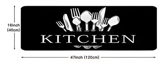 Kitchen Wasbaar Keukenloper / Keukenmat - Zwart - Keuken Tapijt - 40x120 cm
