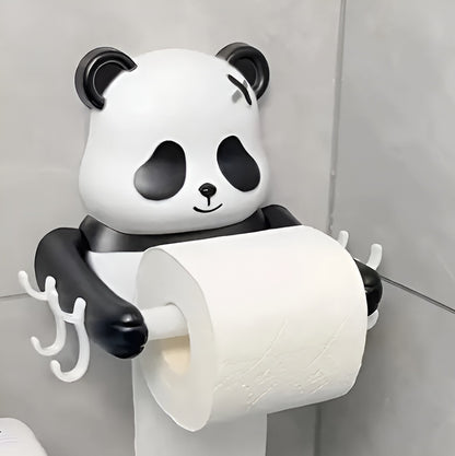 Panda Toiletrolhouder – Zelfklevend – Schattig Design – Wandmontage – Zwart/Wit – Kunststof