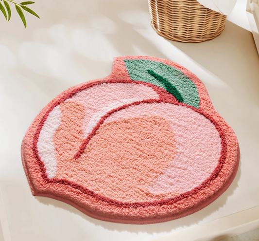 Design Perzikvormige Badmat – Pluche & Absorberend – 2 cm Dik, 1500 g/m² – Antislip TPR-achterkant – Wasbaar & Zacht Gebreid Tapijt