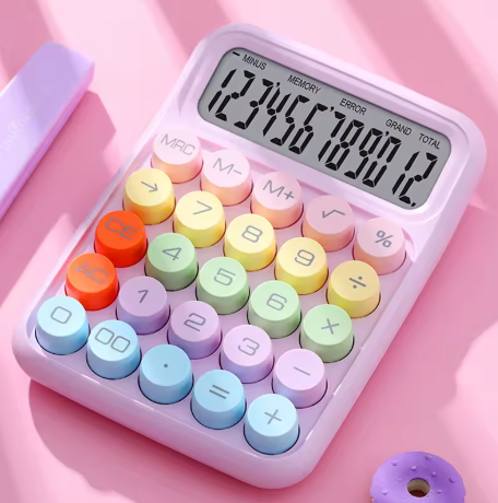 Mechanische Schakelaarcalculator - Kleurrijke Rekenmachine met Groot LCD Scherm voor Dagelijks Gebruik- Meerdere kleuren beschikbaar