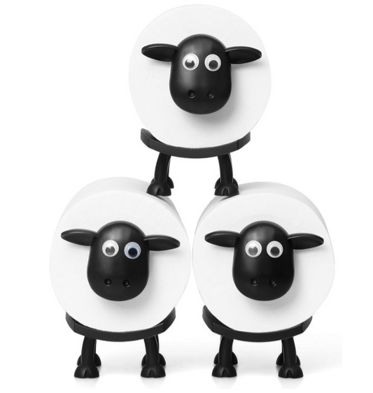 AtelierVolto® Vrijstaande WC Rolhouder - 3 Stuks Grappig Toiletpapier Houder - Zwart Schaap WC Rol Houder - Uniek Cadeau Idee