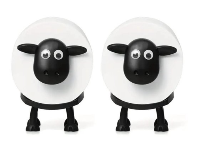 AtelierVolto® Vrijstaande WC Rolhouder - 2 Stuks Grappig Toiletpapier Houder - Zwart Schaap WC Rol Houder - Uniek Cadeau Idee