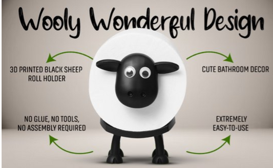 AtelierVolto® Vrijstaande WC Rolhouder - 2 Stuks Grappig Toiletpapier Houder - Zwart Schaap WC Rol Houder - Uniek Cadeau Idee