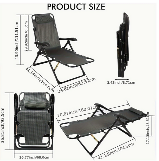 Luxe Opvouwbare Zero Gravity Ligstoel – Ergonomisch Verstelbaar, Dikke Kussens, Antislip & Comfortabel – Perfect voor Tuin en Camping