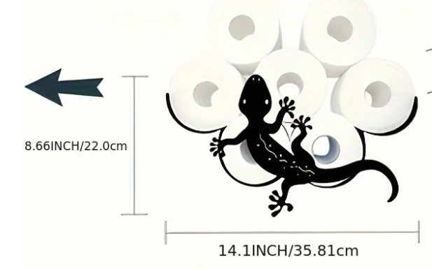 Gesmeed IJzeren Toiletpapierhouder in de Vorm van een Gekko – Decoratieve Wandhouder voor 7 Rollen | Badkamer, Toilet of Woonruimte