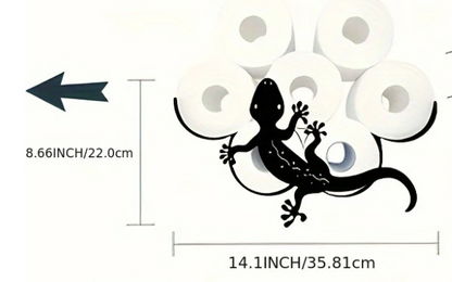 Gesmeed IJzeren Toiletpapierhouder in de Vorm van een Gekko – Decoratieve Wandhouder voor 7 Rollen | Badkamer, Toilet of Woonruimte