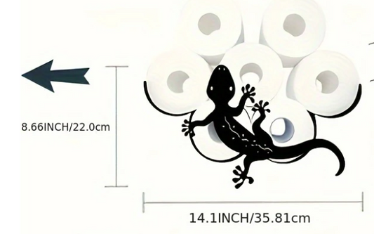 Gesmeed IJzeren Toiletpapierhouder in de Vorm van een Gekko – Decoratieve Wandhouder voor 7 Rollen | Badkamer, Toilet of Woonruimte