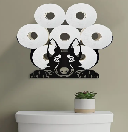 Wolf Toiletrolhouder – Robuust & Decoratief Wandrek voor 6 Rollen