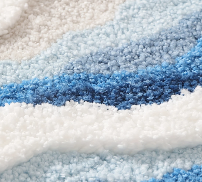 DAJIANG Extra Zachte Badmat – Pluche Zee Golfpatroon – Antislip & Absorberend voor Comfort tijdens Baden en Douchen